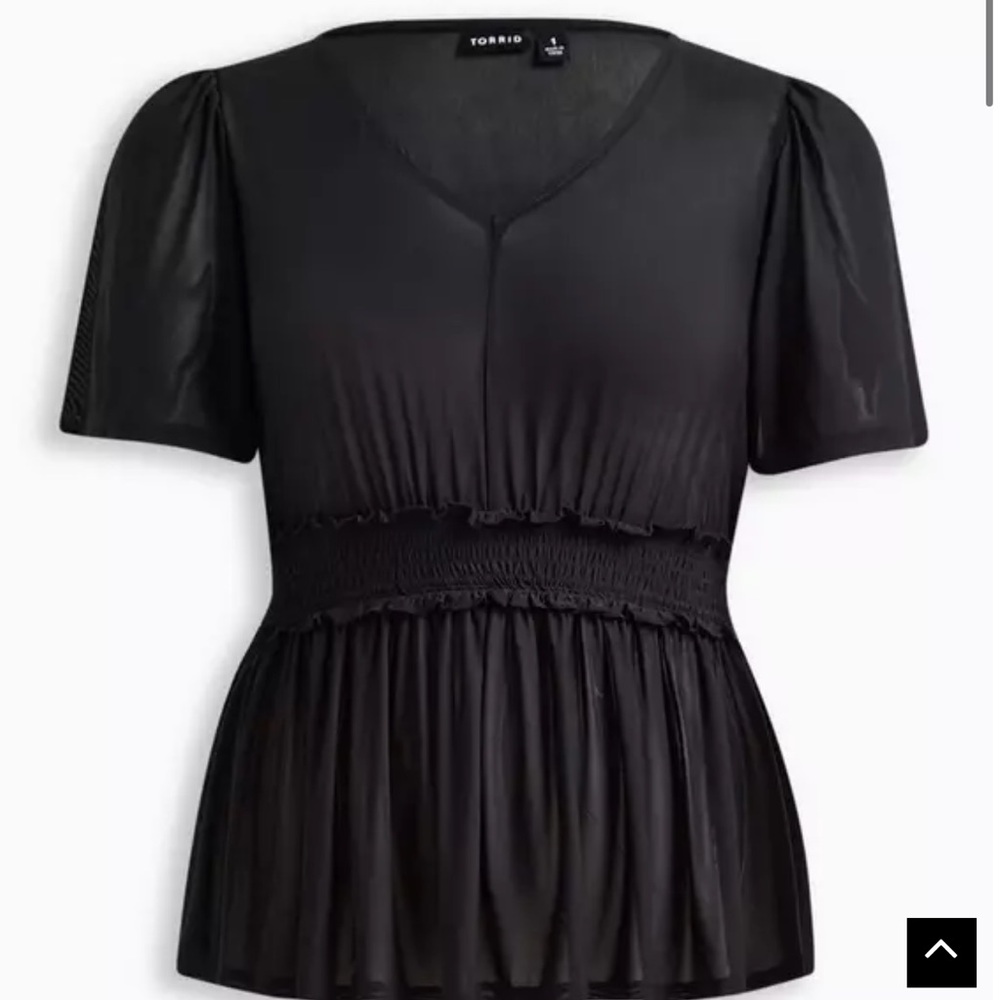 Torrid Mesh Smocked Waist Flutter Sleeve Top